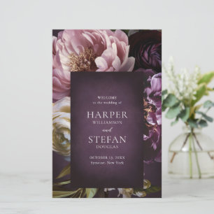 Elegantes maximalistisches lila-florales Hochzeits