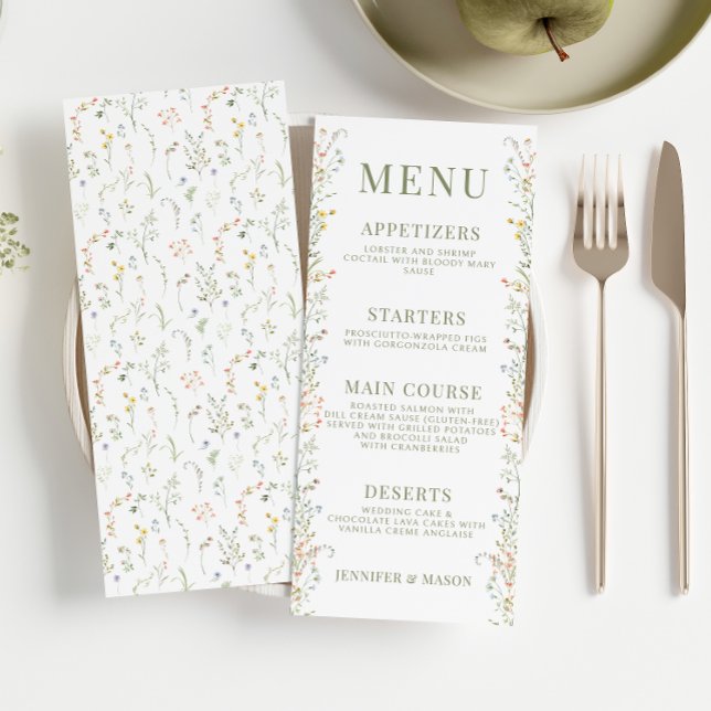 Elegantes Meadow Blume Wedding Menu (Von Creator hochgeladen)