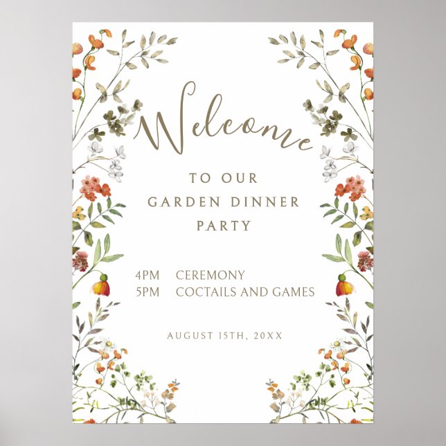 Elegantes Meadow Fall Garden Dinner Party Poster (Vorne)