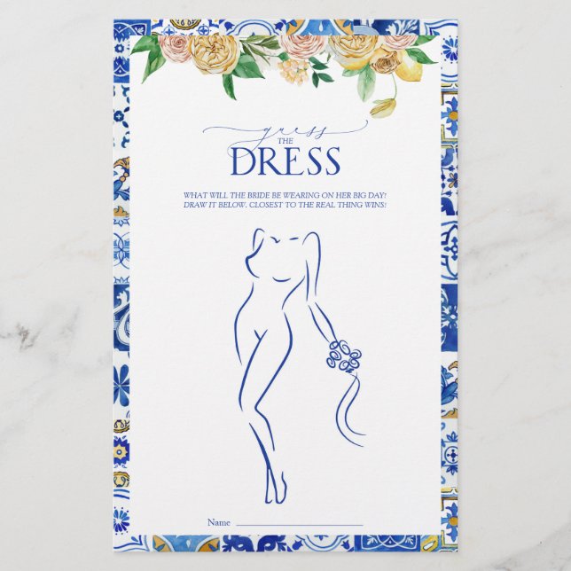 Elegantes Mediterranes Lemon Brautparty Game (Vorderseite)