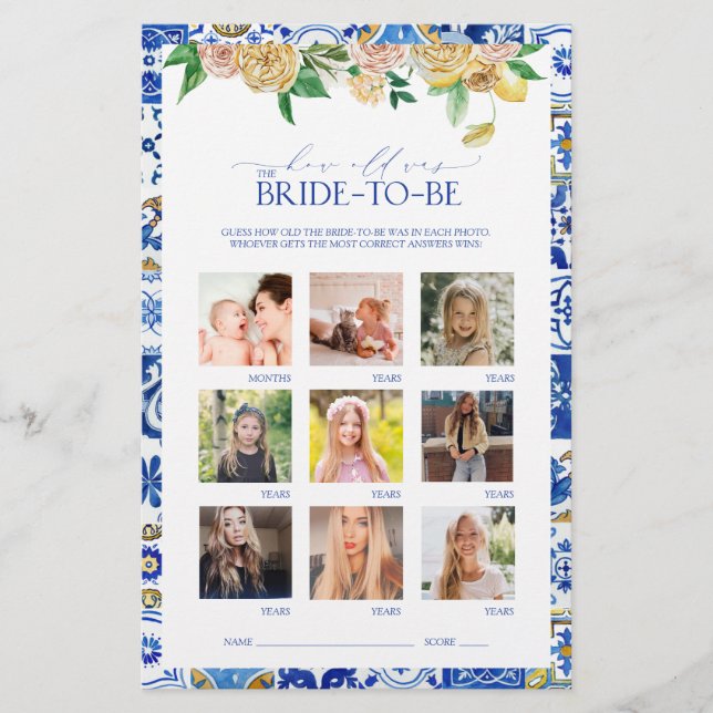 Elegantes Mediterranes Lemon Brautparty Game (Vorderseite)