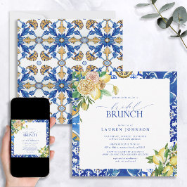 Elegantes mediterranes Lemon Floral Bridal Brunch Einladung