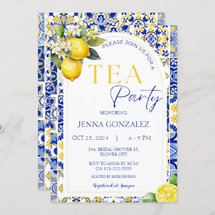 Elegantes mediterranes Lemon Tiles Bridal Tea Part Einladung