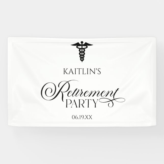 Elegantes medizinisches Caduceus Renten Party Banner (Horizontal)
