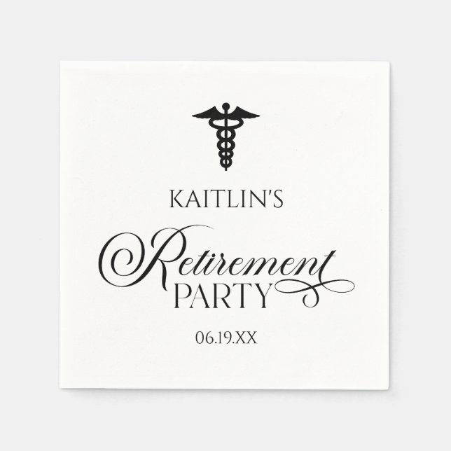 Elegantes medizinisches Caduceus Renten Party Serviette (Vorderseite)