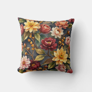 Elegantes, melancholisches, vintage Blumenaquarell Kissen
