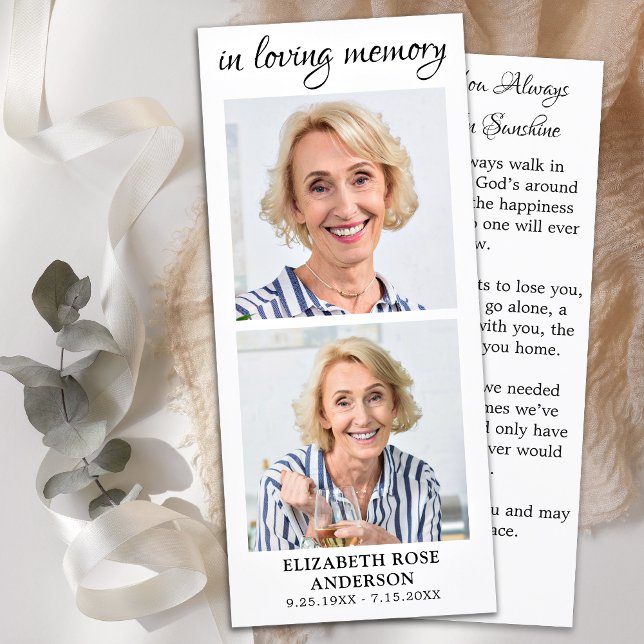 Elegantes Memorial 2 Foto Beerdigungskarte Menükarte (Von Creator hochgeladen)