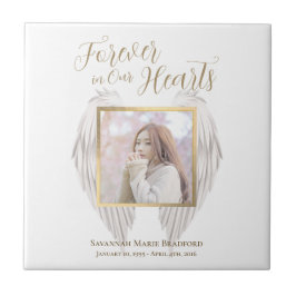 Elegantes Memorial Forever in unserem Herz-Foto Fliese