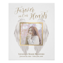 Elegantes Memorial Forever in unserem Herz-Foto Poster