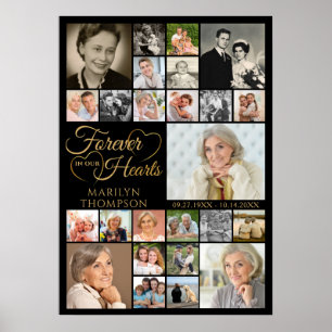 Elegantes Memorial Forever in unserem Herzen 25 Fo Poster