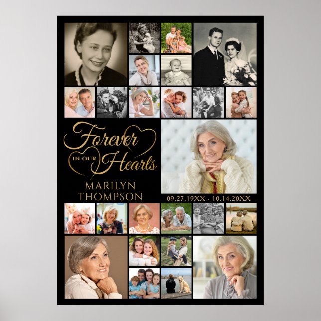 Elegantes Memorial Forever in unserem Herzen 25 Fo Poster (Vorne)