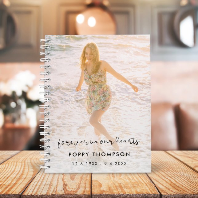 Elegantes Memorial Foto Chic Beerdigung Gästebuch Notizbuch (Von Creator hochgeladen)