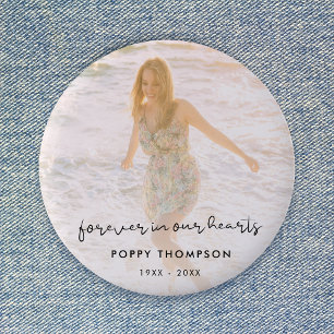 Elegantes Memorial Foto Chic Beerdigung Gefallen T Button