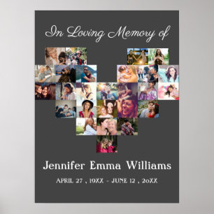 Elegantes Memorial Foto Collage Beerdigung Beileid Poster