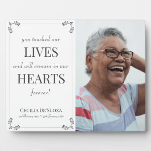 Elegantes Memorial White Remembranation Custom Fot Fotoplatte