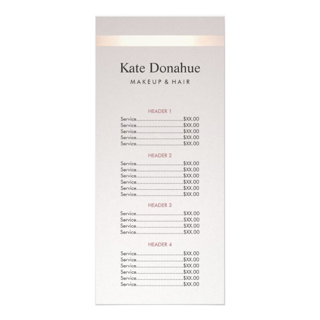 Elegantes Menü auf der Gold Stripe Hair Salon (Vorne)