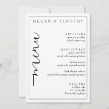 Elegantes Menü für Hochzeiten