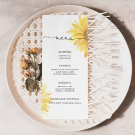 Elegantes Menü mit eleganten Sonnenblumen Menükarte