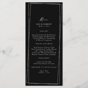 Elegantes Menü mit geometrischen Rahmen in Schwarz Menükarte