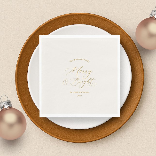 Elegantes „Merry & Bright“ Weihnachten Serviette (Von Creator hochgeladen)