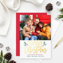 Elegantes Merry Christmas Gold Brushed Script-Foto