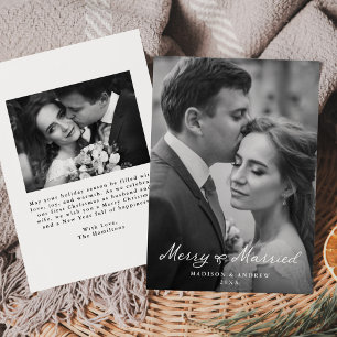 Elegantes Merry und Verheiratetes Bow Newlywed Fot Feiertagskarte