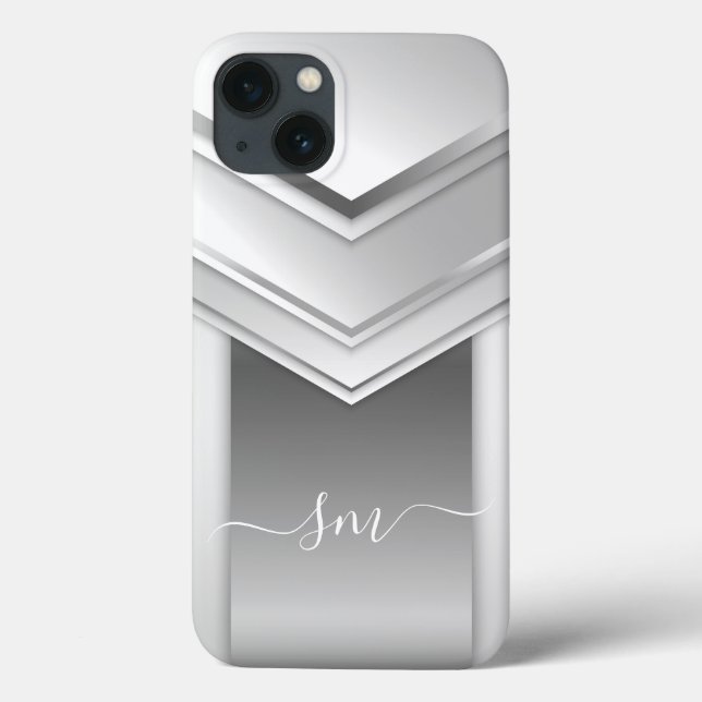 Elegantes Metall 3D-Look Kalligrafie Gold Monogram Case-Mate iPhone Hülle (Rückseite)