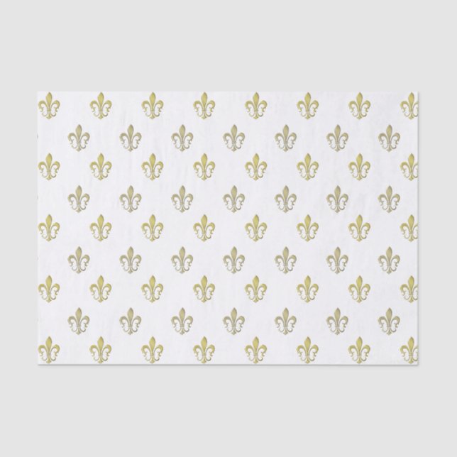 Elegantes Metall-Gold Fleurs de lys Tissue Seidenpapier (Vorderseite)