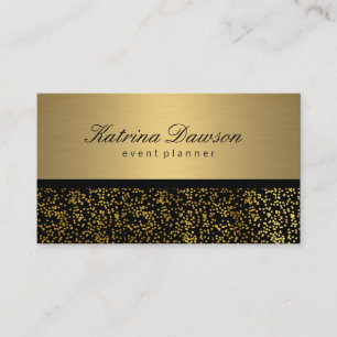 Elegantes Metallic Gold mit Gold Confetti Visitenkarte