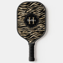 Elegantes Metallic Gold Zebra Animal Print Monogra