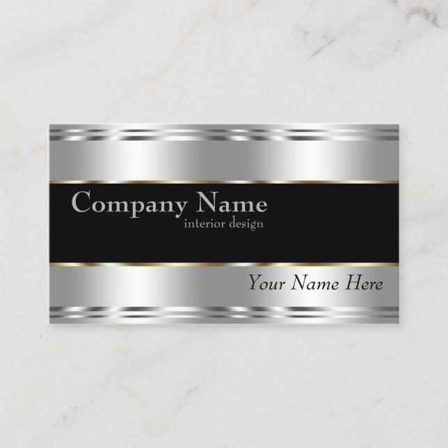 Elegantes metallisches Berufliches Corporate Silve Visitenkarte (Vorderseite)