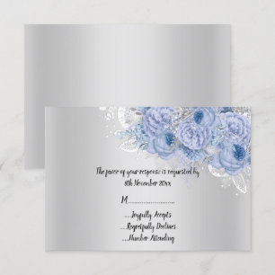 Elegantes Metallisches Silber Florales Flieder Bou Einladung