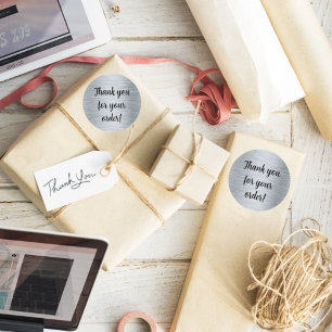 Elegantes metallisches Silber Vielen Dank Runder Aufkleber