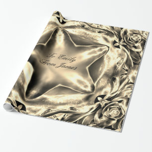 Elegantes Metallisches Silbergold Sass Weihnachten Geschenkpapier