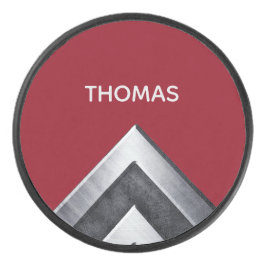 Elegantes Metallmuster Mit Monogramm Eishockey Puck