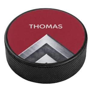 Elegantes Metallmuster Mit Monogramm Eishockey Puck