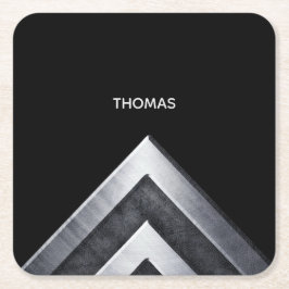 Elegantes Metallmuster Mit Monogramm Rechteckiger Pappuntersetzer