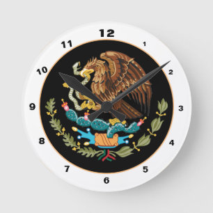 Elegantes Mexiko, mexikanischer Adler, Flaggenhaus Runde Wanduhr