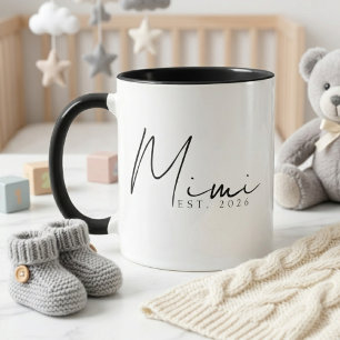 Elegantes Mimi EST-Jahr Minimal Schrift Design Tasse