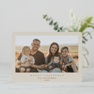 Elegantes Minimal Beige Frame Single Foto Folien Feiertagskarte