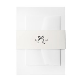 Elegantes Minimal Bow Wedding Monogram Einladungsbanderole