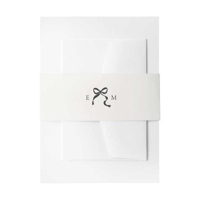 Elegantes Minimal Bow Wedding Monogram Einladungsbanderole (Vorderseite Beispiel)