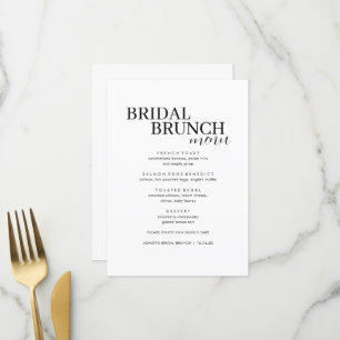 Elegantes Minimal Bridal Brunch Menü Menükarte