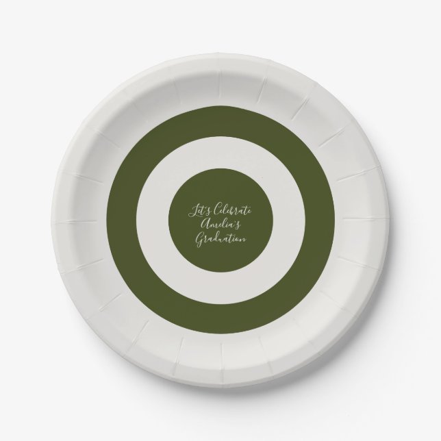 Elegantes Minimal Cream & Sage Grün Pappteller (Vorderseite)