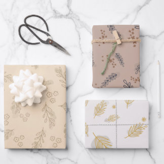 Elegantes Minimal Floral Wrapping Paper Geschenkpapier Set
