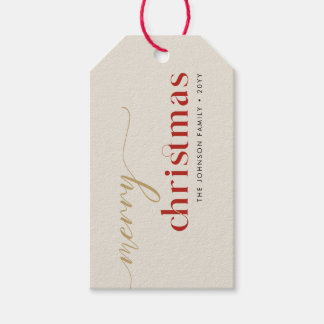 Elegantes Minimal Gold Schriftzug Roter Frohe Weih Geschenkanhänger