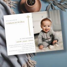 Elegantes Minimal Gold Typografy Foto Christening