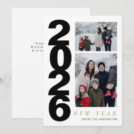 Elegantes Minimal Happy New Year Family 2 Foto Feiertagskarte
