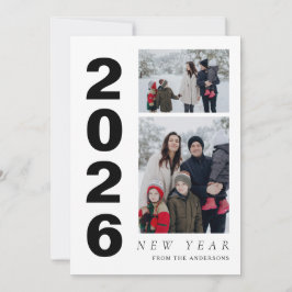 Elegantes Minimal Happy New Year Family 2 Foto Feiertagskarte