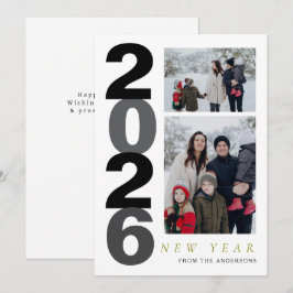 Elegantes Minimal Happy New Year Family 2 Foto Feiertagskarte